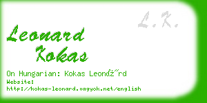 leonard kokas business card